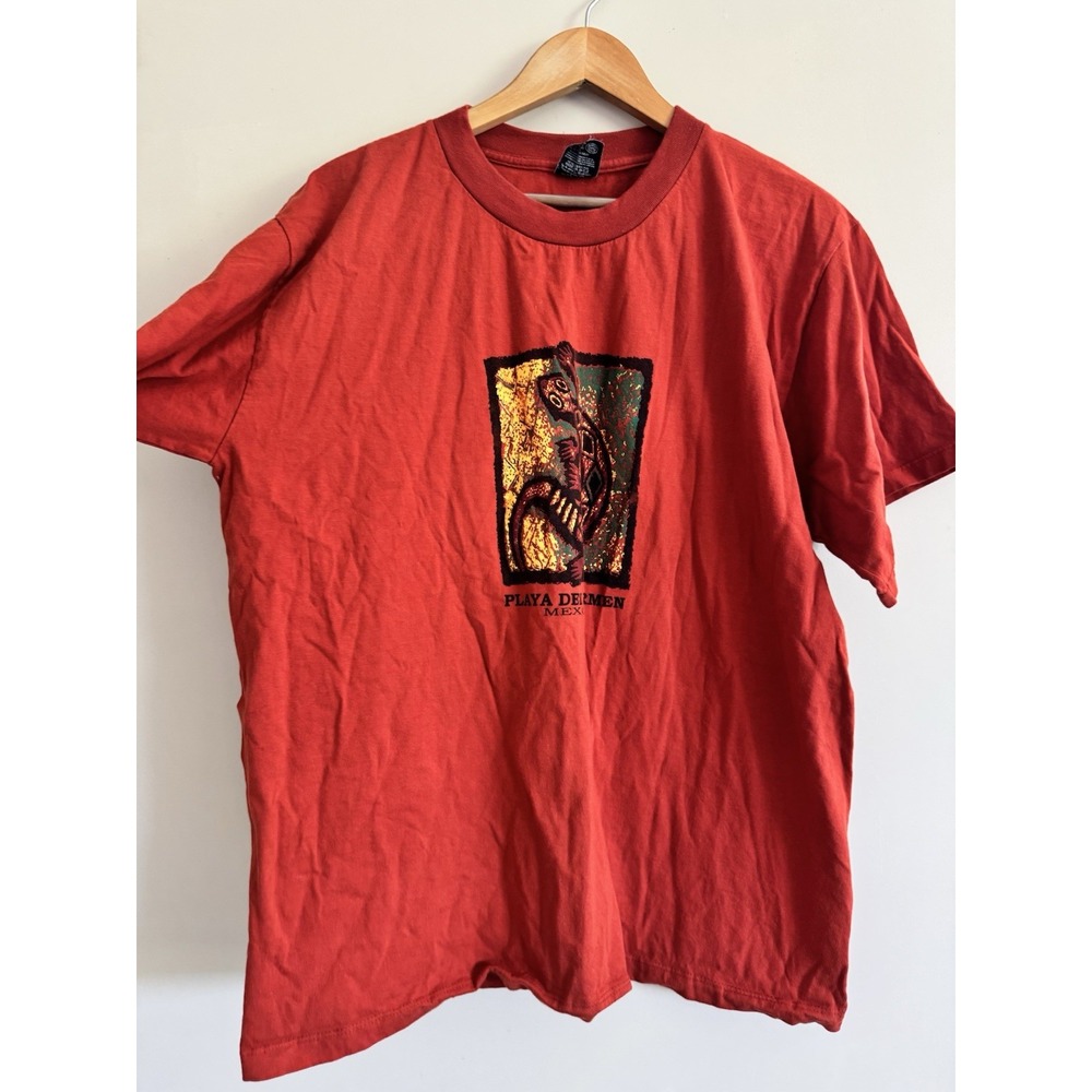 Vintage 90s Tee Tshirt Men's Mexico Playa Del Carmen Lizard XL